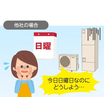 他社の場合、日曜には営業していない…