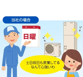 正直屋の場合、日曜も営業しているから安心！